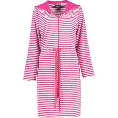 Cawö Cawo Dames Korte badjas met rits en capuchon, extralicht 834 27 Pink Maat S