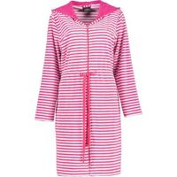 Cawö Cawo Dames Korte badjas met rits en capuchon, extralicht 834 27 Pink Maat S - thumbnail