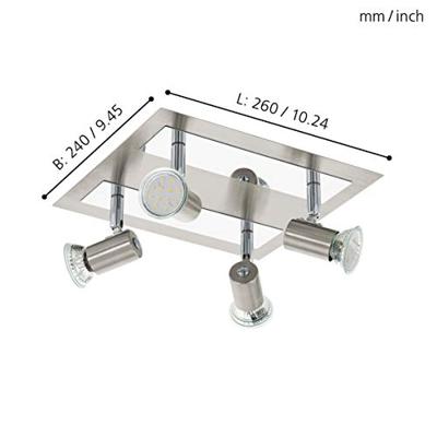 Eglo Led plafondspotRottelo Square 4-lichts Led nikkel mat - 90916