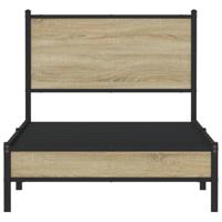 Bedframe zonder matras metaal sonoma eikenkleurig 75x190 cm - thumbnail