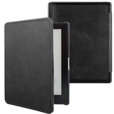 Lunso Kobo Aura Edition 1 hoes (6 inch) - Leren sleepcover - Zwart