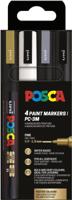 Uni POSCA paintmarker PC-3M, 1,5 mm, etui van 4 stuks in goud, wit, zilver en zwart - thumbnail