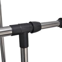 VidaXL Kledingrek verstelbaar met 4 wieltjes en 2 ophangrails - thumbnail