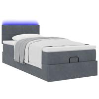 Ottoman bed met matras en LED's 140x190cm fluweel donkergrijs - thumbnail