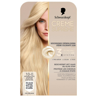 Schwarzkopf Creme Supreme Crèmekleuring 10-0 Natuurlijk Ultra Lichtblond Schwarzkopf Creme Supreme Crèmekleuring 10-0 Natuurlijk Ultra Lichtblond