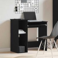 Bureau met schappen 84x40x78 cm bewerkt hout zwart - thumbnail