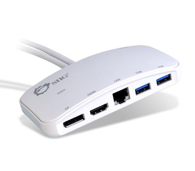 SIIG (JU-H30212-S1) Mini-DP Videodockingstation met USB 3.0 LAN-hub, wit Mini DP Dock met USB 3.0 LAN-hub, wit wit
