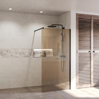 BWS Inloopdouche Pro Line Brons Glas 80x200 8mm Nano Coating Mat Zwart Profiel en Stang - thumbnail