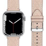 Leren bandje met diamant patroon - Beige - Geschikt voor Apple Watch 44mm / 45mm / 46mm / 49mm - thumbnail