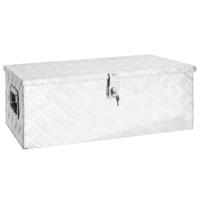 VidaXL Opbergbox 80x39x30 cm aluminium zilverkleurig - thumbnail
