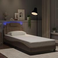 Bedframe met LED-verlichting kunstleer cappuccino 90x200 cm - thumbnail