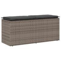 Tuinbank met kussen 110x40x44 cm poly rattan grijs - thumbnail