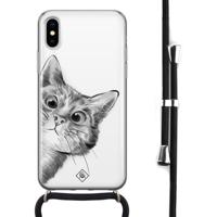 iPhone X/XS hoesje met koord - Kiekeboe kat - thumbnail