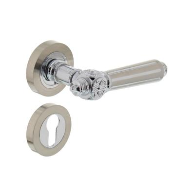 Deurkruk 1716 Julietta op rond rozet 7mm nokken met profielcilindergat plaatjes chroom/nikkel mat