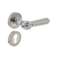 Deurkruk 1716 Julietta op rond rozet 7mm nokken met profielcilindergat plaatjes chroom/nikkel mat - thumbnail