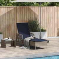 Ligbed met kussen 1-persoon Grijs 157 x 55 x 92cm poly rattan - thumbnail