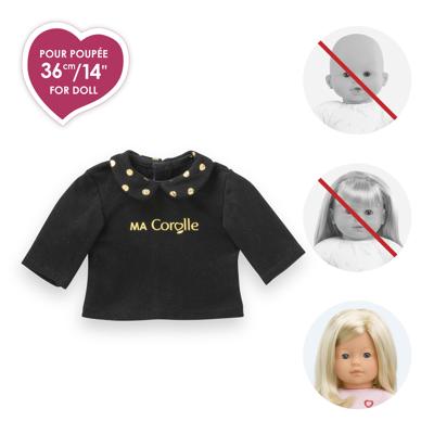 Corolle zwart en goud t-shirt voor poppen, 36cm
