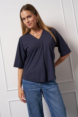 Studio Anneloes Marly Denim Top 13123 T-shirt Korte Mouw 6990 Dark Blue/black