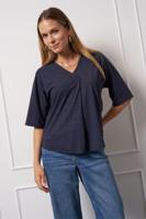 Studio Anneloes Marly Denim Top 13123 T-shirt Korte Mouw 6990 Dark Blue/black - thumbnail