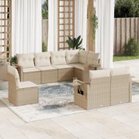 8-delige Loungeset met kussens poly rattan beige - thumbnail