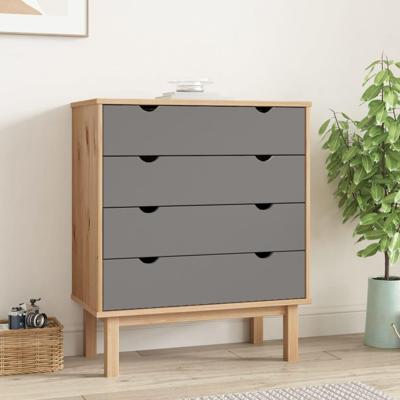 Ladekast 76,5x39,5x90 cm massief grenenhout bruin en grijs Ladekast 76,5x39,5x90 cm massief grenenhout bruin en grijs