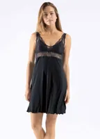 Neglige 90CM - Modal - Graphite - Kanten dames nachthemd - Nachtjapon - thumbnail