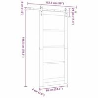 Schuifdeur ORKDAL Bruin 86 x 198.5 cm Massief grenenhout - thumbnail