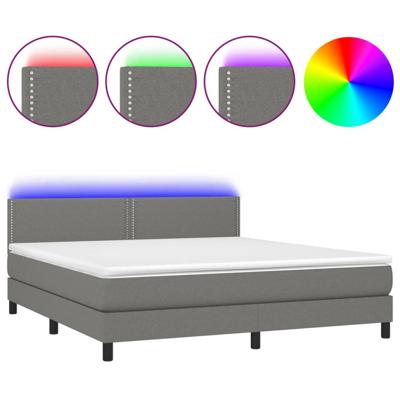 Boxspring met matras en LED stof donkergrijs 180x200 cm