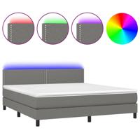 Boxspring met matras en LED stof donkergrijs 180x200 cm - thumbnail