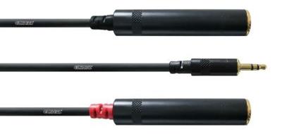 Cordial CFY 0,3 WGG Audio Y-adapter [1x Jackplug male 3,5 mm - 2x Jackplug female 6,3 mm] 30.00 cm Zwart