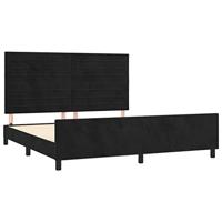 Bedframe met hoofdeinde fluweel zwart 180x200 cm - thumbnail
