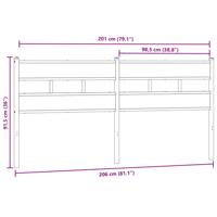 Vervangend hoofdbord 200 cm ijzer en bewerkt hout gerookt eikenkleurig - thumbnail