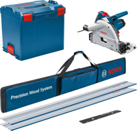 Bosch Professional GKT 55 GCE Invalzaag 165mm + 2x geleiderail 1400W in L-Boxx - 0615990M9B - thumbnail