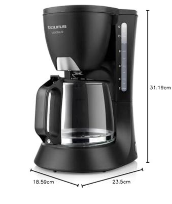 Drip Koffiemachine Taurus Verona 12 Zwart 1,2 L 1,5 Kg Drip Koffiemachine Taurus Verona 12 Zwart 1,2 L 1,5 Kg