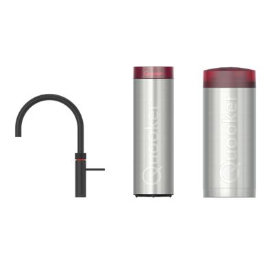 Quooker Fusion Round Keukenkraan Set - Kokend Warm- en Koud Water - Zwart - met COMBI Reservoir & CUBE - Direct Gekoeld Bruisend Water