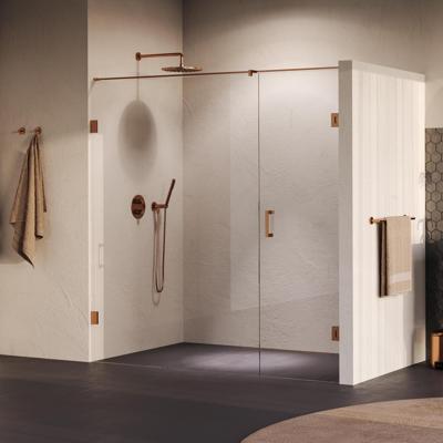 BRAUER Void nisdeur 2-delig helder glas 200x200 omkeerbaar met draaideur 70 aan muur incl. glascoating PVD koper