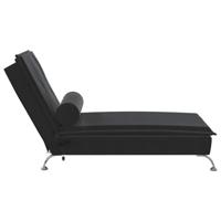 Massage chaise longue met bolster fluweel zwart - thumbnail