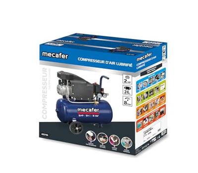 Compressor - MECAFER - 425793 - Blauw - 24 L - 2PK - 8 bar