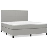 Boxspring met matras stof lichtgrijs 180x200 cm - thumbnail