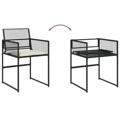5-delige Tuinset met kussens poly rattan zwart