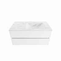 MONDIAZ VICA-DLUX 100cm badmeubel onderkast Talc 2 lades. Inbouw wastafel CLOUD rechts 1 kraangat, kleur Opalo. - thumbnail