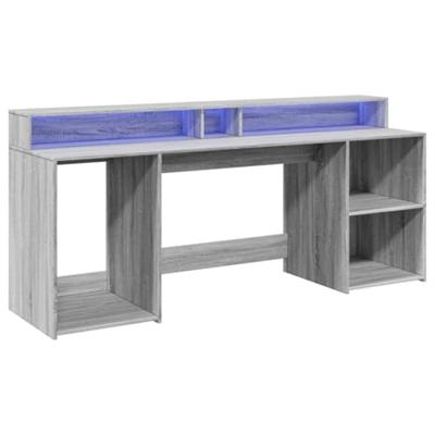 Bureau met LED-verlichting 200x55x91 cm hout grijs sonoma eiken