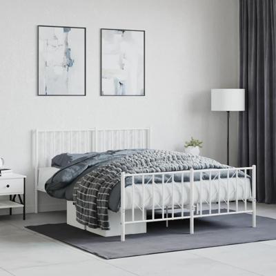 Bedframe met hoofd- en voeteneindemetaal wit 140x190 cm