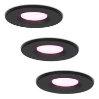 Set van 3 Venezia Smart inbouwspots - IP65 waterdicht - 6 Watt 450 lumen - Wifi + Bluetooth - RGBWW - Google Home, Amazon Alexa en Siri - Zwart - Badkamer, binnen en buiten - thumbnail