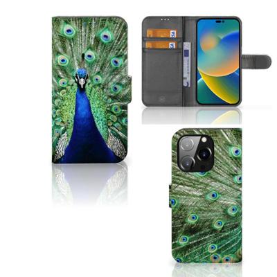 iPhone 14 Pro | Telefoonhoesje | Met pasjeshouder | Pauw