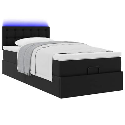 Ottoman bed met matrassen en LED's 100x200cm kunstleer zwart