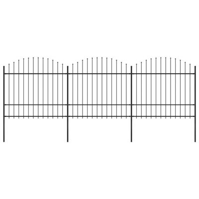 Tuinhek met speren bovenkant (1,5-1,75)x5,1 m staal zwart