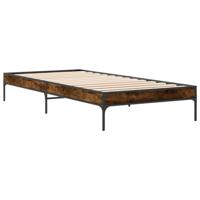 Bedframe bewerkt hout en metaal gerookt eikenkleurig 90x200 cm - thumbnail