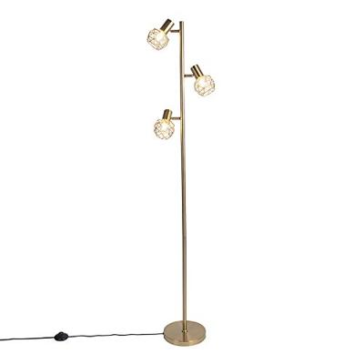 QAZQA Design vloerlamp goud 3-lichts verstelbaar - Mesh QAZQA Design vloerlamp goud 3-lichts verstelbaar - Mesh