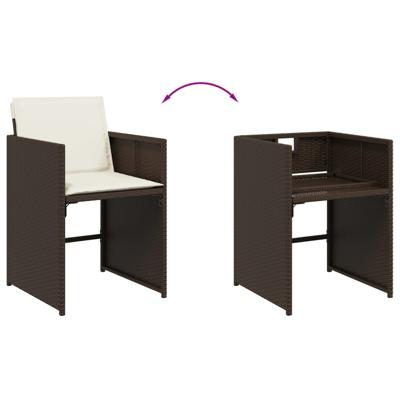 5-delige Tuinset met kussens poly rattan bruin - thumbnail